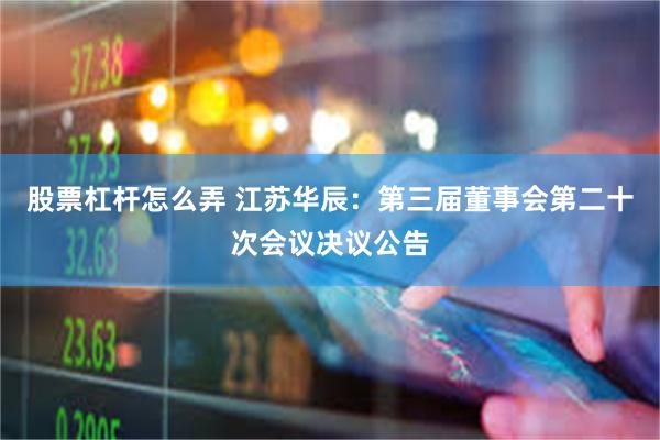 股票杠杆怎么弄 江苏华辰：第三届董事会第二十次会议决议公告
